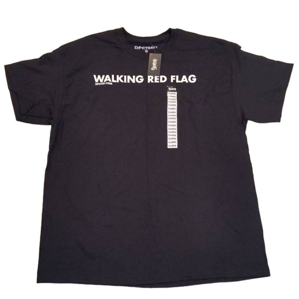 NWT Dpcted XL Black Walking Red Flag T-Shirt